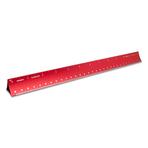 Alumicolor 12-inch Aluminum Engineer Hollow Scale for School, Office, Art and Drafting, 12IN, Red - color: Red, size: 12IN, style: Engineer