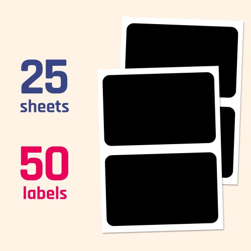 50 Pack, Large Chalkboard Labels Stickers - Rectangle, 6" x 4" - size: 50 Labels