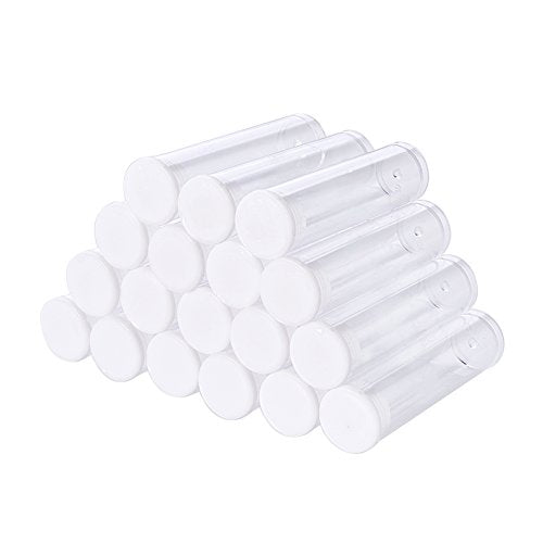 Craftdady 100Pcs Transparent Clear Plastic Small Empty Storage Tubes Bead Container Set Test Bottles Organizers Boxes with Lid 2.16x0.59 (55x15mm) - color: 100 tubes, 55x15mm, Clear