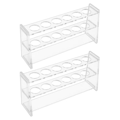 Clear Acrylic Test Tube Rack 6 Holes 21mm Dia Test Tubes Holder Rollerball Perfume Organizer Shot Tubes Holder Plant Hydroponic Propagation Station Multipurpose for Pens Lab Desk Use - size: 21mm