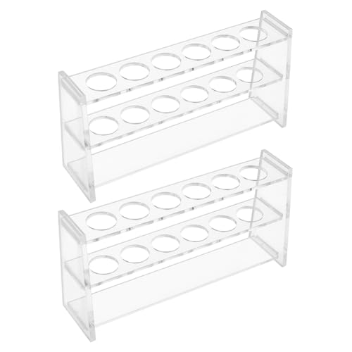 Clear Acrylic Test Tube Rack 6 Holes 21mm Dia Test Tubes Holder Rollerball Perfume Organizer Shot Tubes Holder Plant Hydroponic Propagation Station Multipurpose for Pens Lab Desk Use - size: 21mm