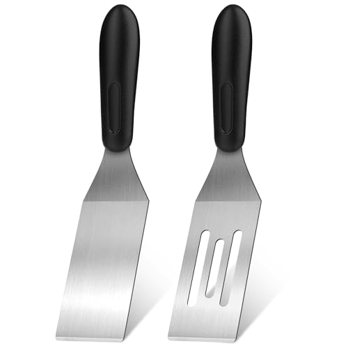 Stainless Steel Mini Spatula (2PC),Small Turners for Cake Brownies Pancakes - color: 2PC