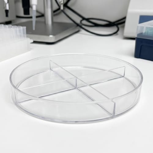 PartyKindom 10 Pack Transparent Petri Dish Four Compartments Cell Culture Dishes 3.54 X 3.54 X 0.59 in Scientific Teaching Aid for Biology Microbiology Lab Experiments
