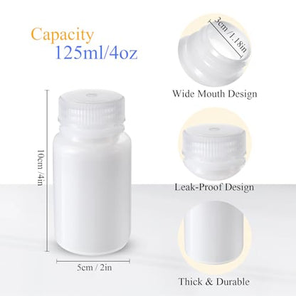 Zhehao 30 Pcs 4 oz Sample Bottle with Lid Wide Mouth HDPE, Translucence - color: Translucence