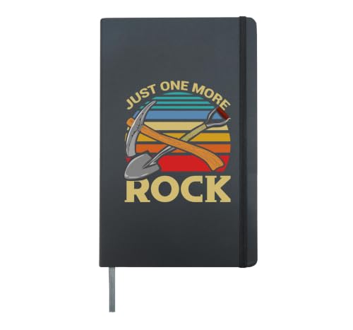 Funny Earth Science Just One More Rock Retro Geology Hardcover Journal, Black
