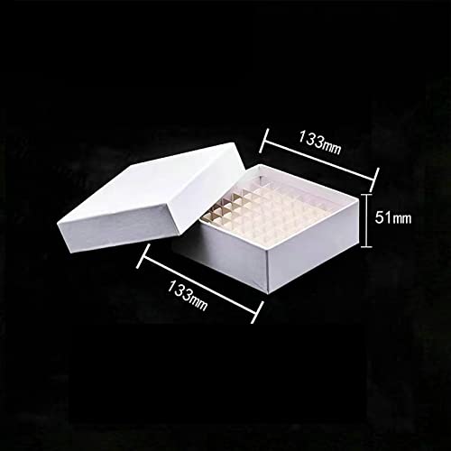 Cardboard Freezer Box - White/81 Place,Water and Ice Resistant Coating,For storing 1.5-2.0 mL cryovials(Pack of 12)
