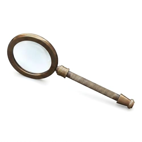 Decorative Magnifying Glass 5X Magnification Brass Handle with Antique Finish 2.75 Inch Lens Lightweight Handheld Magnifier for Reading, Elderly Vision & Inspection Stylish Vintage Decor & Gift - style: Brass Handle
