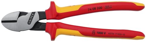 KNIPEX Tools 74 08 200 SBA InsulatedHigh Leverage Diagonal Cutters, 8-Inch - size: 8 inches