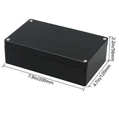 Junction Box, Zulkit Project Box IP65 Waterproof Outdoor Box ABS Plastic Electrical Boxes Electronic Enclosure Black 7.9 x 4.7 x 2.2 inch(200 x 120 x 56 mm)(Pack of 2) - size: 7.9" x 4.7" x 2.2"(Pack of 2)