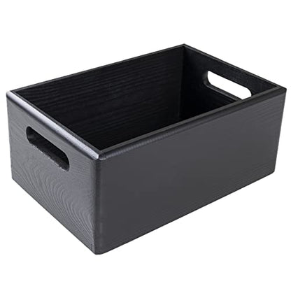 Creative Deco Large Black Wooden Crate Nesting Crate Handles - color: Black, size: L