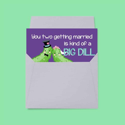 Amanda Creation Big Dill Card, 4x6 Blank Inside with Silver Envelope, Funny Wedding Card for Bride and Groom, Pickle Wedding Congratulations - style: Pickle