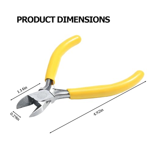 Car Small Wire Cutter, 5 Inch Micro Metal Diagonal Vehicle Flush Cutting Plier Nippers for Electronics, Model Sprue, Mini Auto Wire Zip Tie Clippers Side Cutting Tool, Universal Fit (Yellow) - color: Yellow