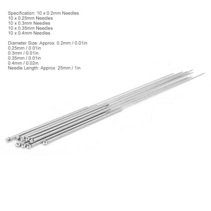 50 Pcs 3D Printer Nozzle Cleaning Kit, 1in Long Nozzle Cleaner 3D Printer, Stainless Steel Nozzle Cleaning Needles 0.2mm 0.25mm 0.3mm 0.35mm 0.4mm for Cleaning Nozzle