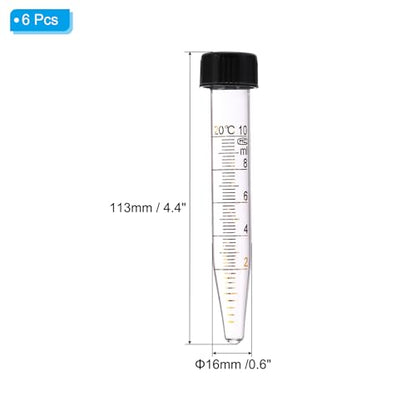 PATIKIL 10ml Centrifuge Tubes, 6 Pcs Glass Graduated Centrifuge Vials with Screw Cap Conical Bottom Test Tube Storage Container for Sample Laboratory Liquid - size: 10ml