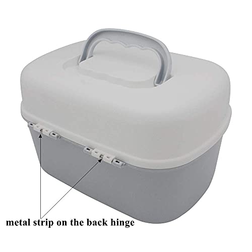 Plastic First Aid Storage Box Container Bin with Removable Tray and Portable Handle, Family Emergency Medicine Kit Case Organizer, White&Gray - color: white&gray
