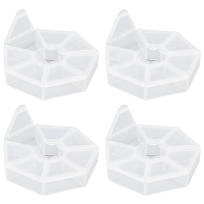 Cyrank 4pcs 7 Girds Bead Organizer, Clear Small Bead Organizers Jewelry Bead Storage Organizer Display Containers Case Box Mini Bead Storage Containers for Crafts Jewelry Screws Fishing Tackles