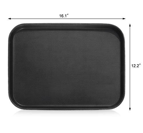 New Star Foodservice Restaurant Grade Non-Slip Tray, Plastic, Rubber Lined, Rectangular (Black, 12-Inch x 16-Inch) - size: 12 x 16 inches