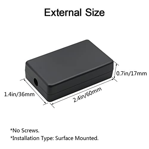LeMotech Project Box 10 Pieces ABS Plastic Electrical Project Case Small Junction Box for Electronics Black 2.4 x 1.4 x 0.7 inch (60 x 36 x 17 mm) - size: 2.4" x 1.4" x 0.7"(10pc)