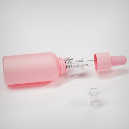 6PK 1oz Pink Coated Glass Dropper Bottles (30ML) with Glass Eye Droppers - color: Pink 6pack