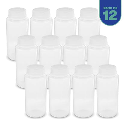 United Scientific™ Sample Bottles with Lids, Polypropylene, 500ml, 12-Pack - size: 16 oz (Pack of 12)