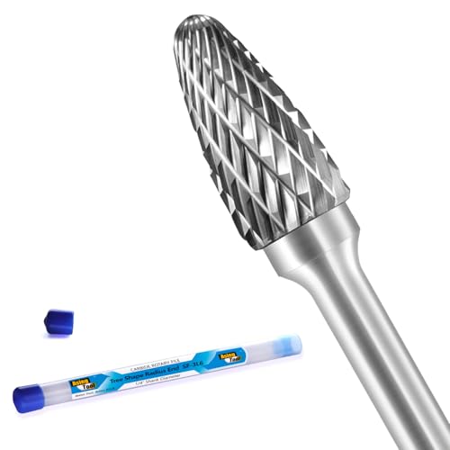SF-3L6 Tungsten Carbide Burr Lengthened Rotary File Tree Shape Radius End Shape Double Cut for Die Grinder Drill Bits 1/4'' Inch Diameter of Shank and 3/8'' Diameter of Cutter 3/4'' Cutter Length - style: SF-3L6
