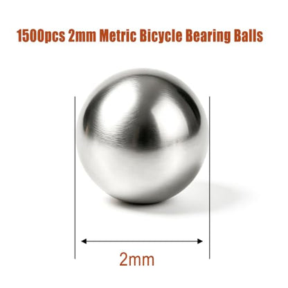 weideer 1500pcs 2mm Stainless Steel Precision Steel Balls,Metric Bicycle Bearing Balls Assortment Kit Mixing Balls - size: SS 2mm 1500PCS