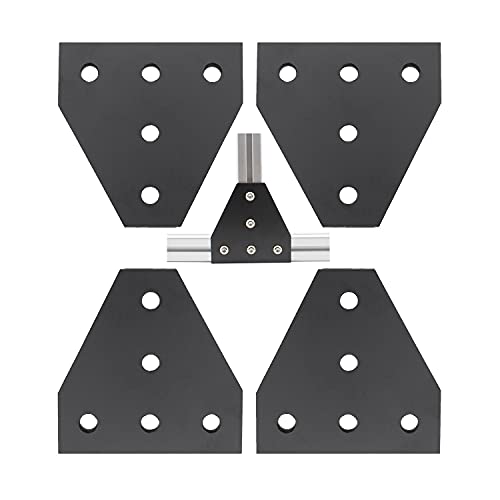 4 PCS Joint Plate, Surface Anodic Oxidation Black T Shape Corner Bracket, 5 Hole Outside Joining Plate for 2020 Series Aluminum Profile 3D Printer Frame - color: T shape, size: 2020