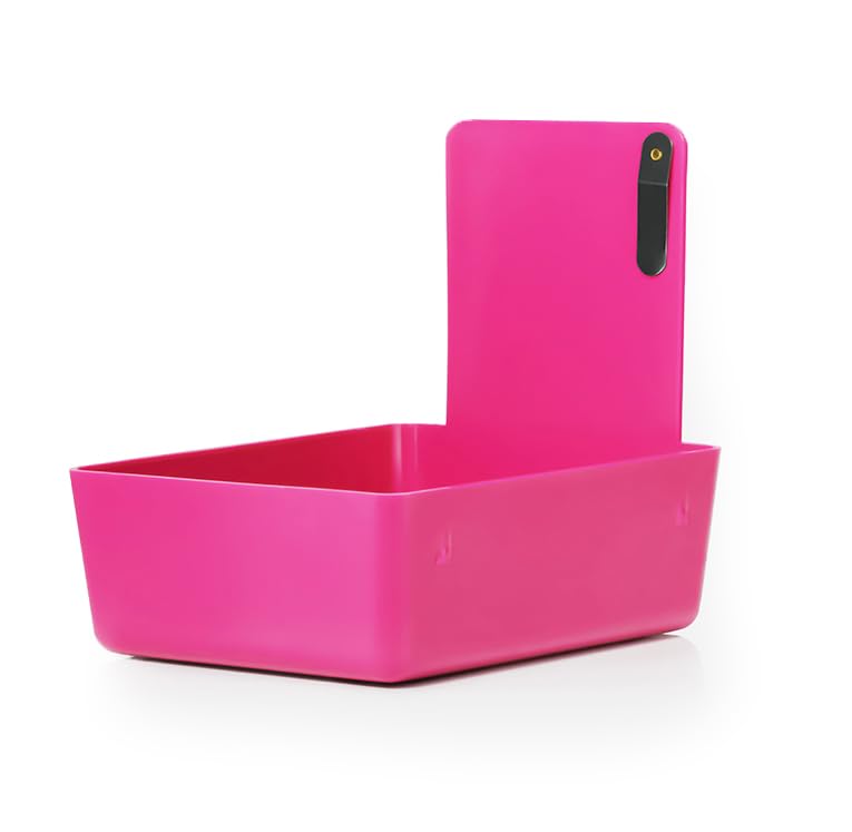 4/Pk Dental Lab Pan Medium Plastic Dental Medical Pro Lab Working Pan with Stainless Steel Clip (Neon Pink) - color: Neon Pink