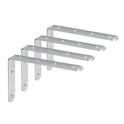 Alise 4mm Thick L Bracket for Shelves,6x4 Inch Shelf Bracket Brushed,4 Pcs - color: Brushed Nickel, size: 6x4 Inch (4mm-Thick)
