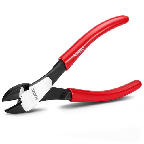 KATA 7 Inch High Leverage Diagonal Cutting Pliers, Heavy Duty Wire Cutters - color: 7" Diagonal Plier Red