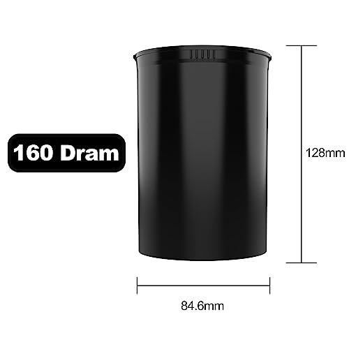 Dragon Chewer 160 Dram CR Plastic Packaging Pop Top Containers - Child Resistant Travel Holder Vial Bottles - 33 qty (Black) - color: Black