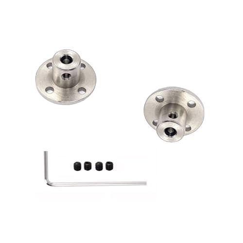 6 Pcs 4mm Rigid Flange Couplings,Rigid Guide Steel Model Coupler Accessory with Hex Wrench and Locking Screws for Various DIY Project RC Model Motors - size: 4mm