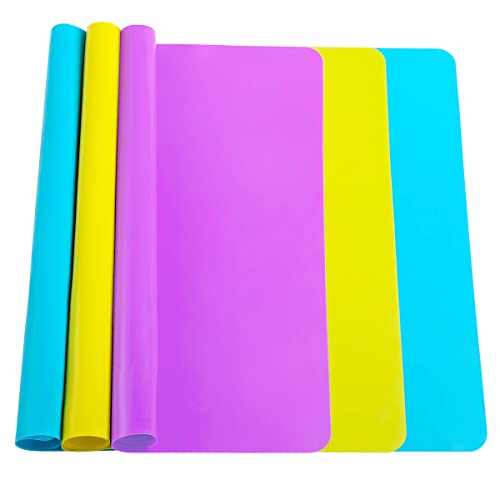 3 Pcs Silicone Mats Sheets Silicone Mats for Crafts Resin Jewelry Molds - color: Blue& Purple & Yellow