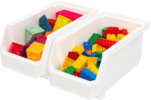 ReadySpace Large Stackable Plastic Storage Bins, 6-Pack, White - color: White, size: Large, 6-Pack