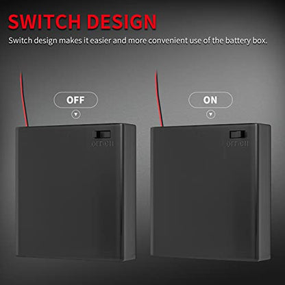 DAIERTEK 4 AA Battery Holder with Switch 6V Battery Case Holder with Cover 4 Slots 1.5V AA Battery Storage Box with Wires Battery Connector -3pcs - color: 4AA