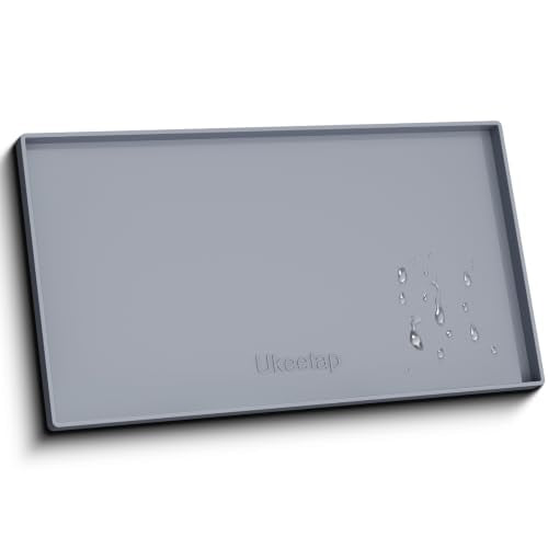 19" x 37" Extra Thick Silicone Mat Waterproof with Raised Edge, Gray - color: Gray, size: 19"L x 37"W
