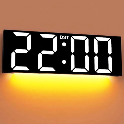JALL 22" Large Digital Wall Clock with 7.3-inch Big LED Numbers, Wall Clock with Alarm for Classroom, Living Room, Bedroom, Digital Clock with Timer for Senior, White - color: White Font, size: 22 inches