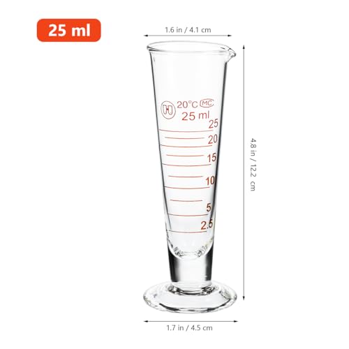 Baluue Graduated Cylinder, 25ml Conical Measuring Cup with Spout and Wide Base, Professional Borosilicate Glass Cylinder for STEM Education Lab Science Teaching and DIY - size: 25ml