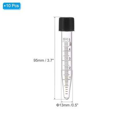PATIKIL 5ml Centrifuge Tubes, 10 Pcs Glass Graduated Centrifuge Vials with Screw Cap Conical Bottom Test Tube Storage Container for Sample Laboratory Liquid - size: 5ml