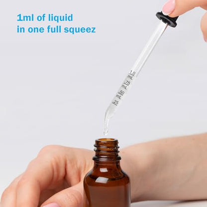 Eye Dropper 8 Pcs, 1mL Glass Liquids Pipette Dropper Tool with Measurement-Bent & Straight Tips, for Essential Oils Crafts Ear Lab Measuring Transferring Liquids Herain - size: Large Rubber Bulb-8pcs-Long Bent Straight