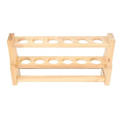 Wooden Test Tube Rack, Pine Wood Holder with 6 Round Holes, Laboratory Equipment Rack with Stable Base, Ideal for Cosmetics, Essential Oils Organization (31mm) - size: 31mm
