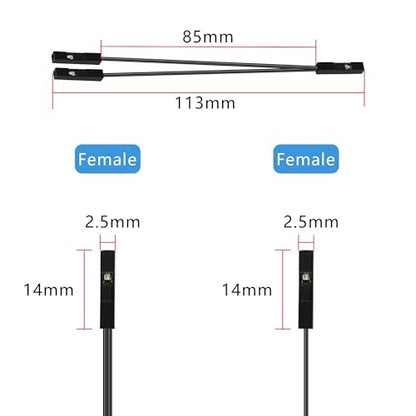 GELRHONR 10Pcs Wire 2 Pins Single Female to Dual Female Jumper for PC Motherboard Power Light-Emitting Diode Computer Case Switch Power Reset Buttons (F to 2 F Black) - color: Female to Dual Female Black
