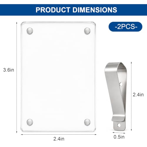 2 PCS Car Photo Holder, 3.6" x 2.4" Acrylic Auto Sun Visor Picture Frame with Clip, Magnetic Personalized Sunvisor Photo Clip Picture Display Holder for Most Vehicles - color: Straight