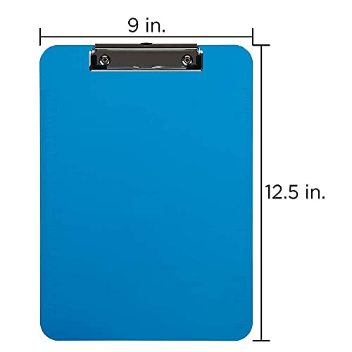 JAM PAPER Plastic Clipboards with Low Profile Metal Clip - Letter Size (9 x 12.5) - Blue - Clip Board Sold Individually - color: Blue, size: Single Clipboards