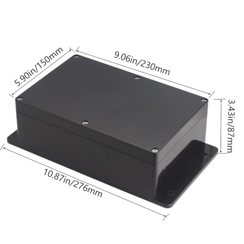 Project Box ABS Black Electrical Boxes IP65 Outdoor Waterproof Box Electronic Junction Box Fixed Ear Power Enclosure with Cable Glands for DIY Project 9.06 x 5.91 x 3.35 inch (230x150x87mm) - size: 9.06"x5.91"x3.35"