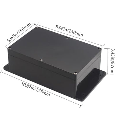 Project Box ABS Black Electrical Boxes IP65 Outdoor Waterproof Box Electronic Junction Box Fixed Ear Power Enclosure with Cable Glands for DIY Project 9.06 x 5.91 x 3.35 inch (230x150x87mm) - size: 9.06"x5.91"x3.35"