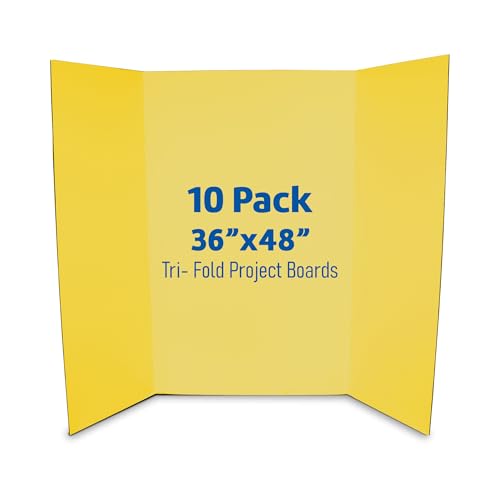 Flipside Products 36” x 48” Project Boards for Presentations, Science Fair, School Projects, Event Displays and Trifold Picture Board, Proudly Made in USA - Yellow - 10 Pack - color: Yellow, size: 10 Pack