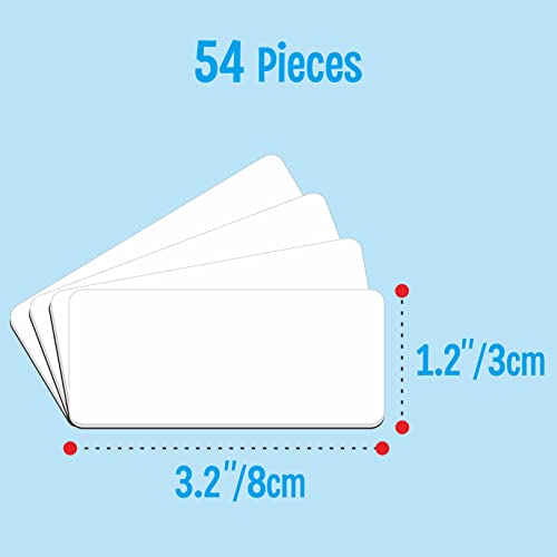 Magnetic Name Tag Label, 54 PCS Dry Erase Reusable Blank Name Stickers White Reusable Magnets for Whiteboards Locker Fridge School Office Home (Each Measures 3.2" x 1.2") - color: White, size: 3.2" x 1.2"