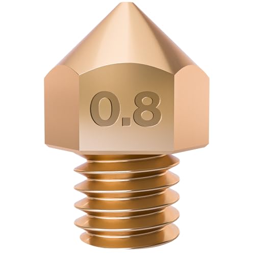 0.8mm Brass MK8 Nozzle for Ender 3 Nozzle, Ender 3 Pro Nozzle, Ender 3 v2 Nozzle | 3D Printer Nozzles for 0.8 mm 3D Printer Nozzle - size: 0.80mm, style: MK8