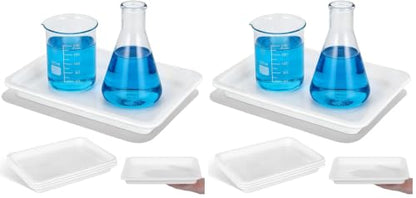GLEAVI Lab Trays Plastic, 8 Pack Acid and Alkali Resistant Chemical Reagent Containment Pan, Leak-Proof Lab Storage Basin for Classroom Science Experiments, 9.7 x 7.3 Inch - size: 24.60X18.50X2.70CM (Pack of 2)
